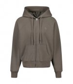 Taupe Cotton Ami De Coeur Zip Hoodie