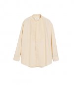 Beige Cotton Oversized Pleated Shirt