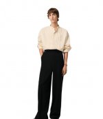 Beige Cotton Oversized Pleated Shirt