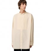 Beige Cotton Oversized Pleated Shirt