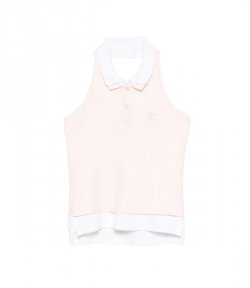 Layered Barely Pink/White Polo Mini Halter Top