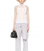 Layered Barely Pink/White Polo Mini Halter Top