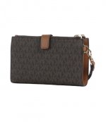 Double Zip Black Brown Wristlet