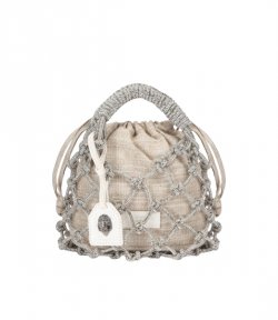 Silver Com SM Macrame Crystal Bag