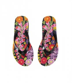 Black Kensington Q Flip Flop Multicolor Flowers