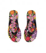 Black Kensington Q Flip Flop Multicolor Flowers