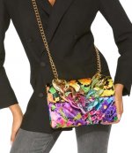 Multicolor Fabric Kensington Bag Big Chain