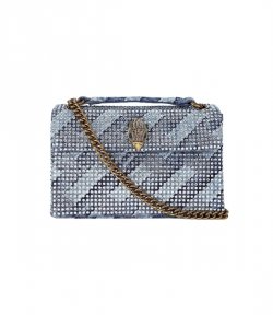 Denim Fabric MD Kensington Rhinstones Shoulder Bag