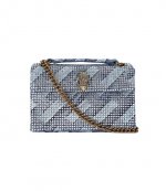 Denim Fabric MD Kensington Rhinstones Shoulder Bag