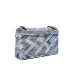 Denim Fabric MD Kensington Rhinstones Shoulder Bag