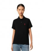 Red Ami De Coeur Black Pique Polo Shirt