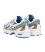 740 White/Baby Blue/Gold Sneaker
