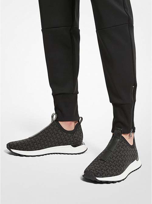 Black Grey Logo Print Miles Slip On