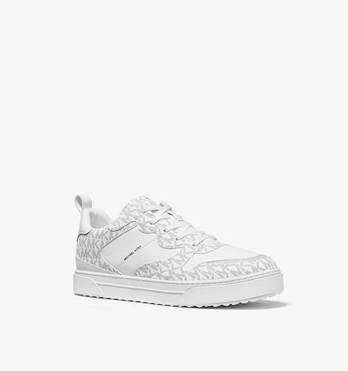 Optic White Black Logo Print Baxter Lace Up