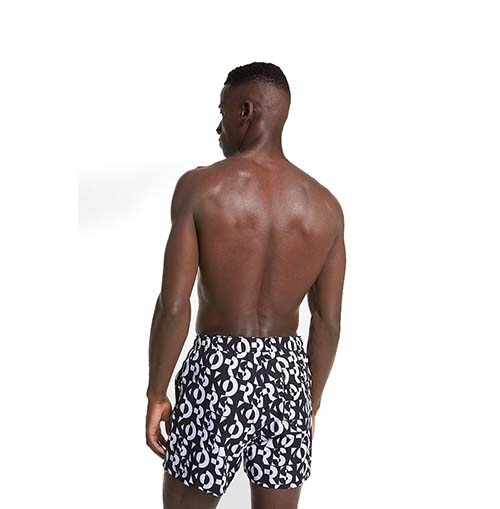 Black White Logo Print Swimwear