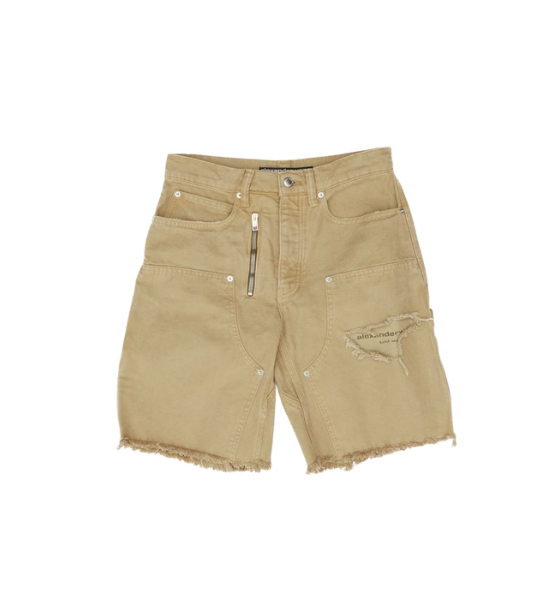 Vintage Army Green Mid Rise Carpenter Shorts W/ Zip