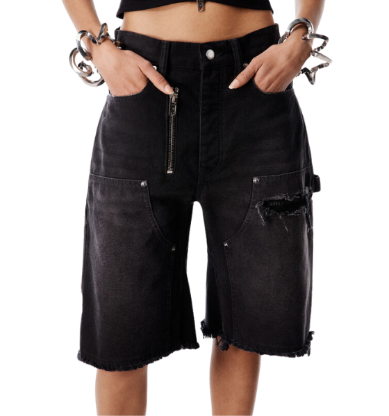 Vintage Black Mid Rise Carpenter Shorts W/ Zip