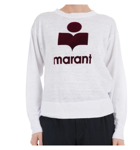 White/Burgundy Klowia Long Sleeve T-Shirt