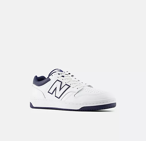 480 New Balance White Navy Court Sneakers