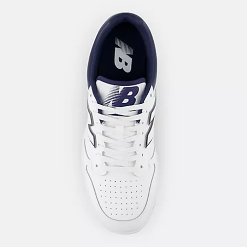 480 New Balance White Navy Court Sneakers