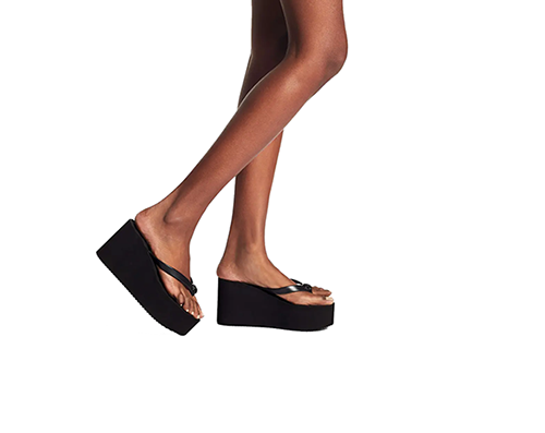 Black Kensington Flip Flop Wedge