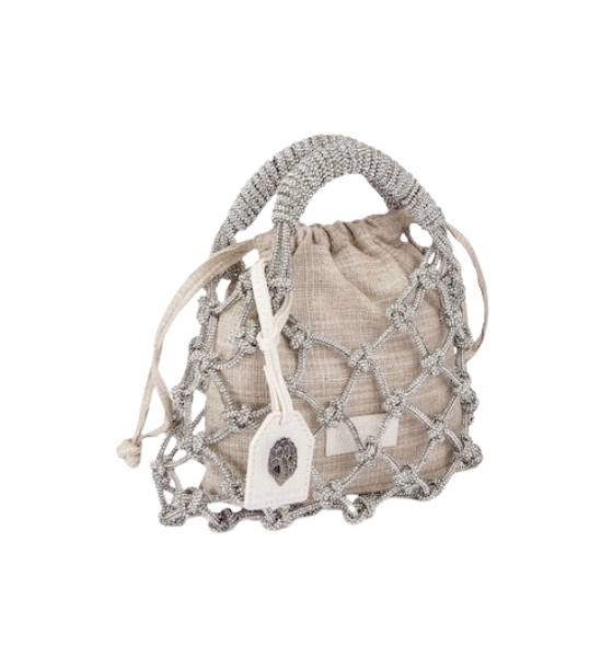 Silver Com SM Macrame Crystal Bag