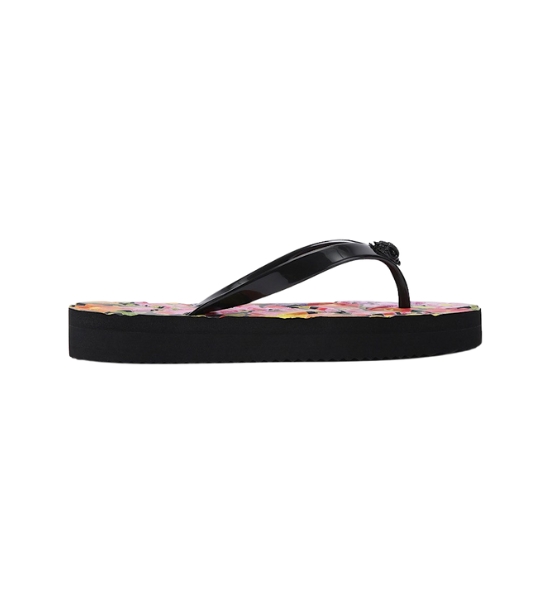 Black Kensington Q Flip Flop Multicolor Flowers