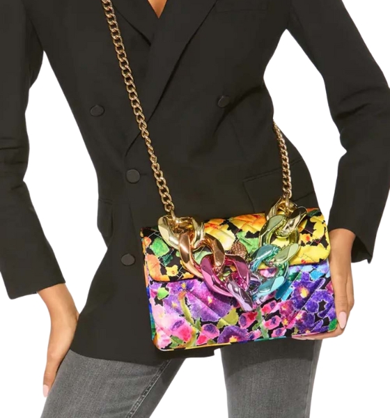Multicolor Fabric Kensington Bag Big Chain