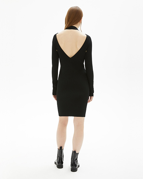 HELMUT LANG VISCOSE STRETCH OPENBACK DRESS