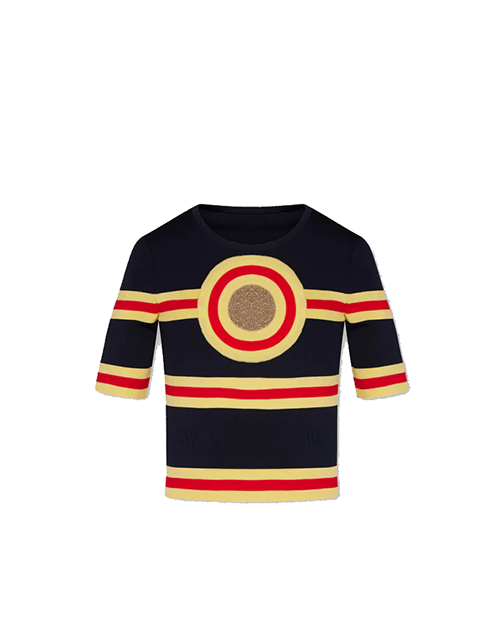 Navy Gold Pull Round Neck