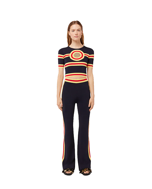 Navy Gold Pull Round Neck