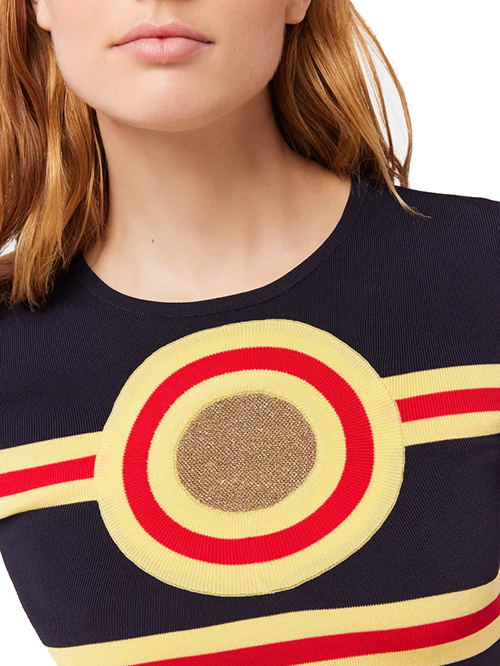 Navy Gold Pull Round Neck