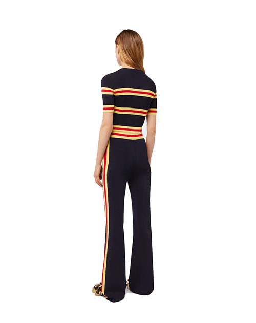 Navy Gold Pull Round Neck
