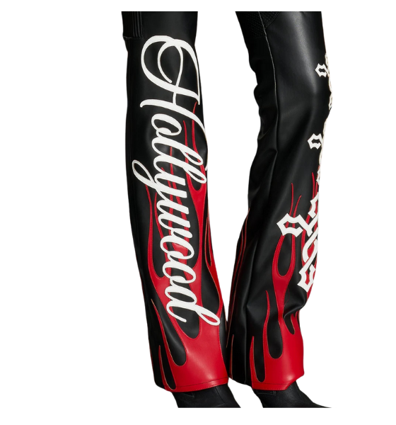 Black/Red Hollywood Assymetric Moto Trousers