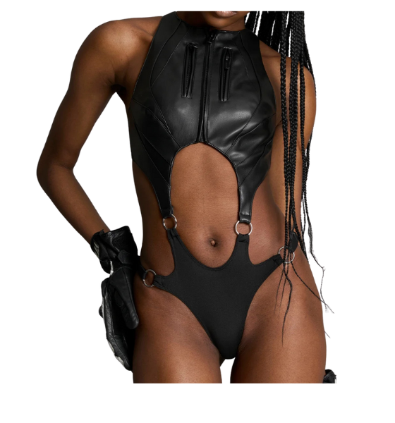 Black Cut Out Body - Flat Panty