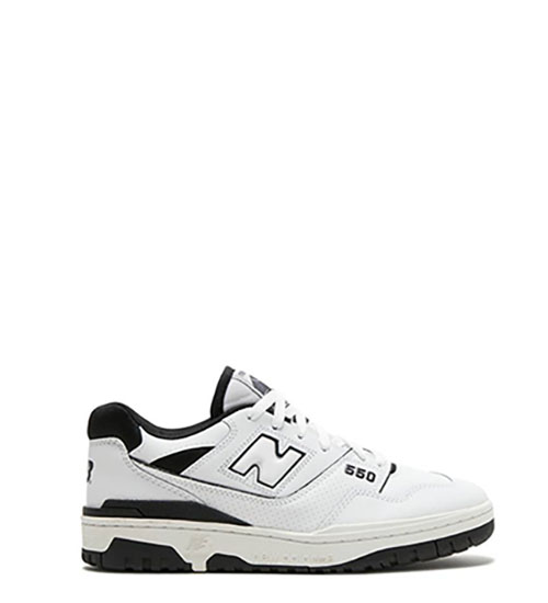 New Balance 550 Black & White Leather Sneakers