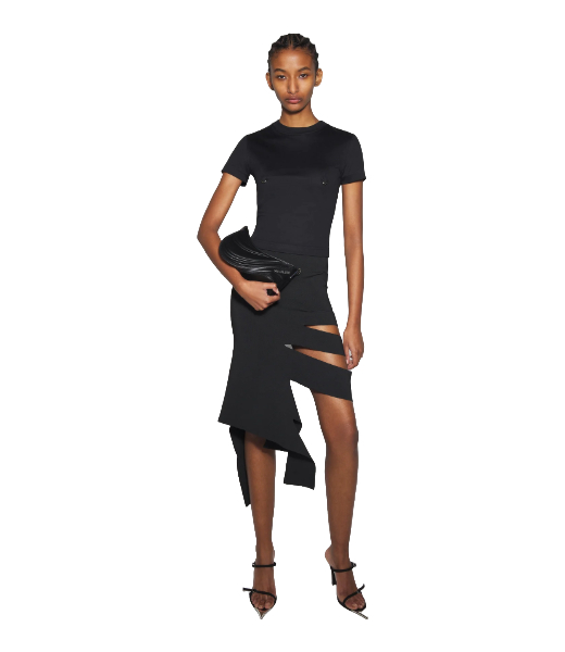 Cut Out Black Knitted Skirt