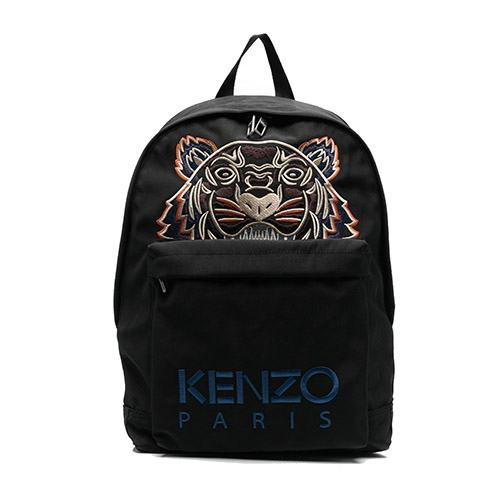 Tiger Logo  Canvas Backpack Black