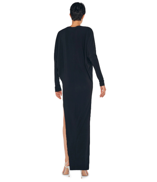 Dolman Wrap Black Gown W Side Slit