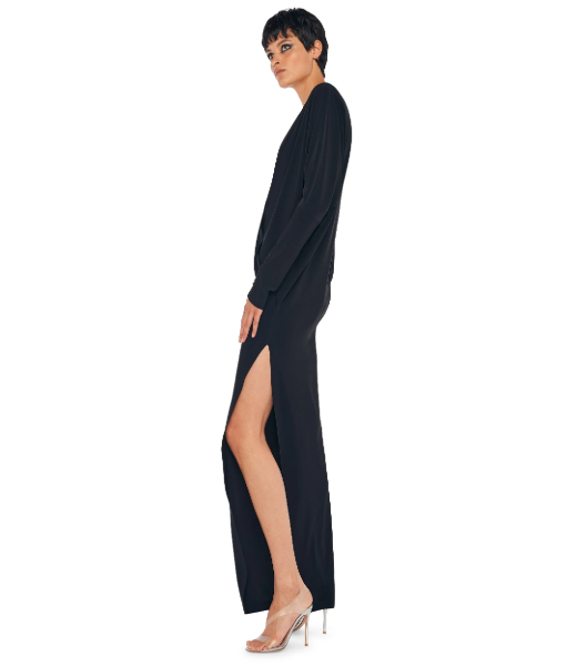 Dolman Wrap Black Gown W Side Slit