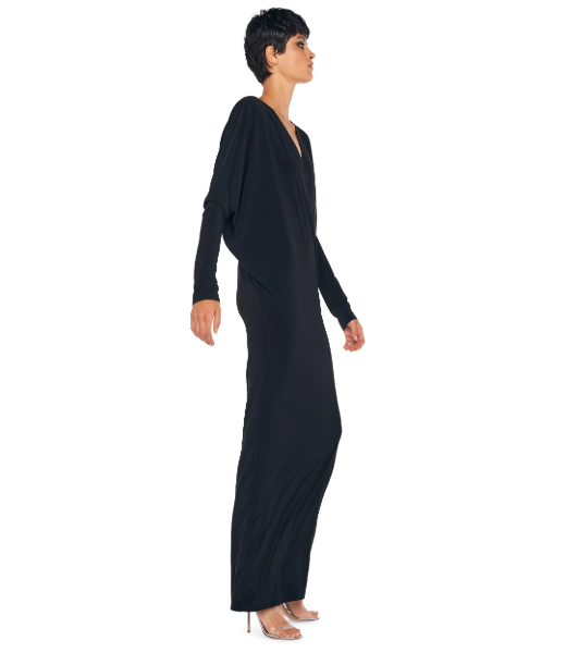 Dolman Wrap Black Gown W Side Slit