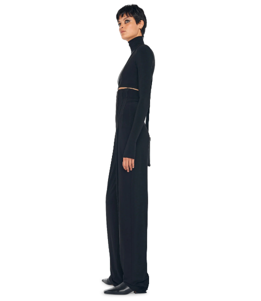 Black High Waist Pleat Pants