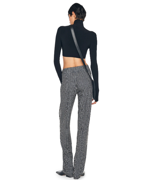Black Cropped Slim Fit Long Sleeve Turtle Top