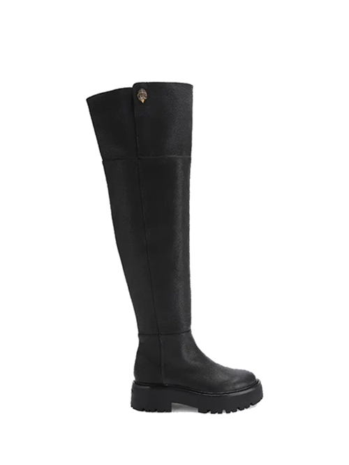 Black Leather High Leg Boots