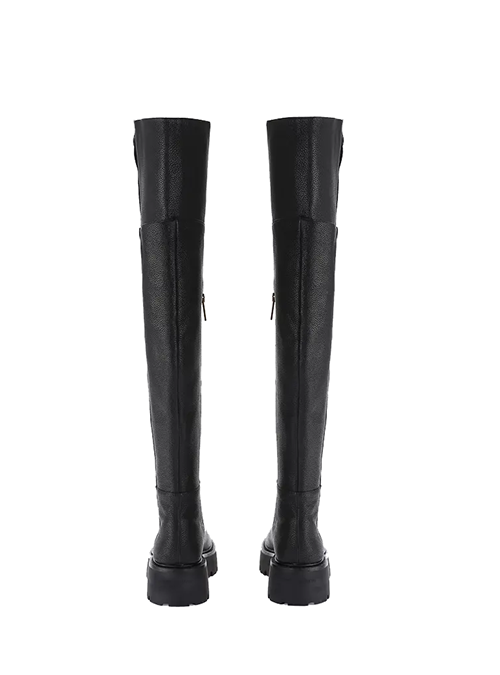 Black Leather High Leg Boots