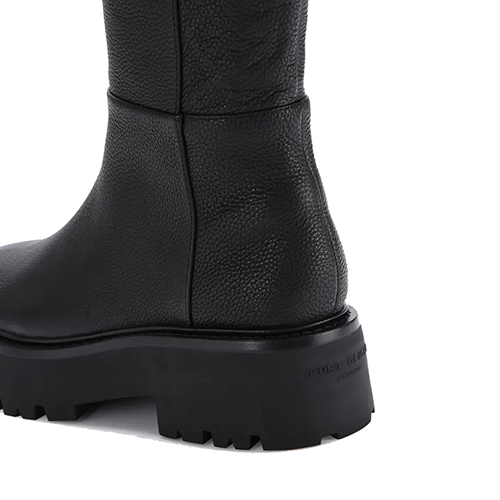 Black Leather High Leg Boots