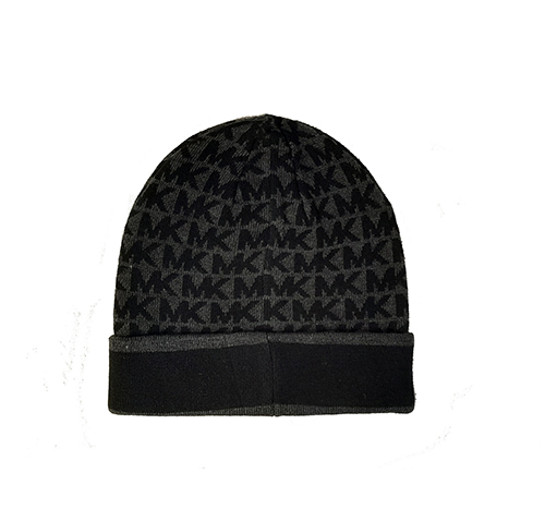 Vertical Stripes Logo Print Black Beanie