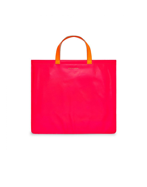 Super Fluo Pink & Yellow Leather Tote Bag