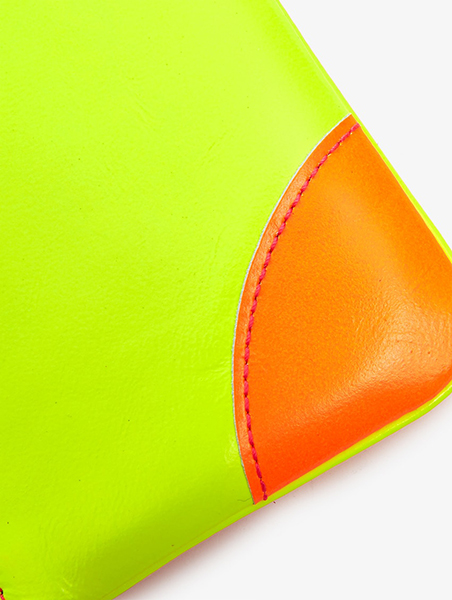 Super Fluo Pink & Yellow Leather Wallet
