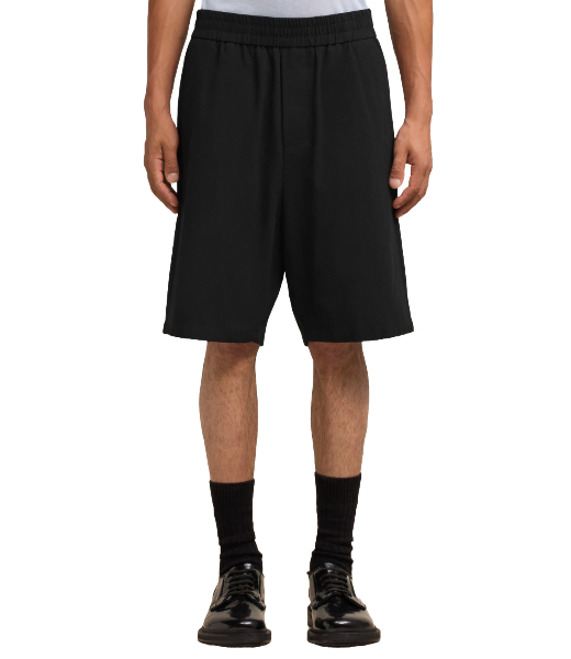 Elasticated Waist Black Bermuda